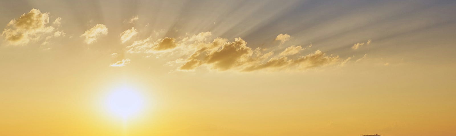 image of setting sun casting shadows