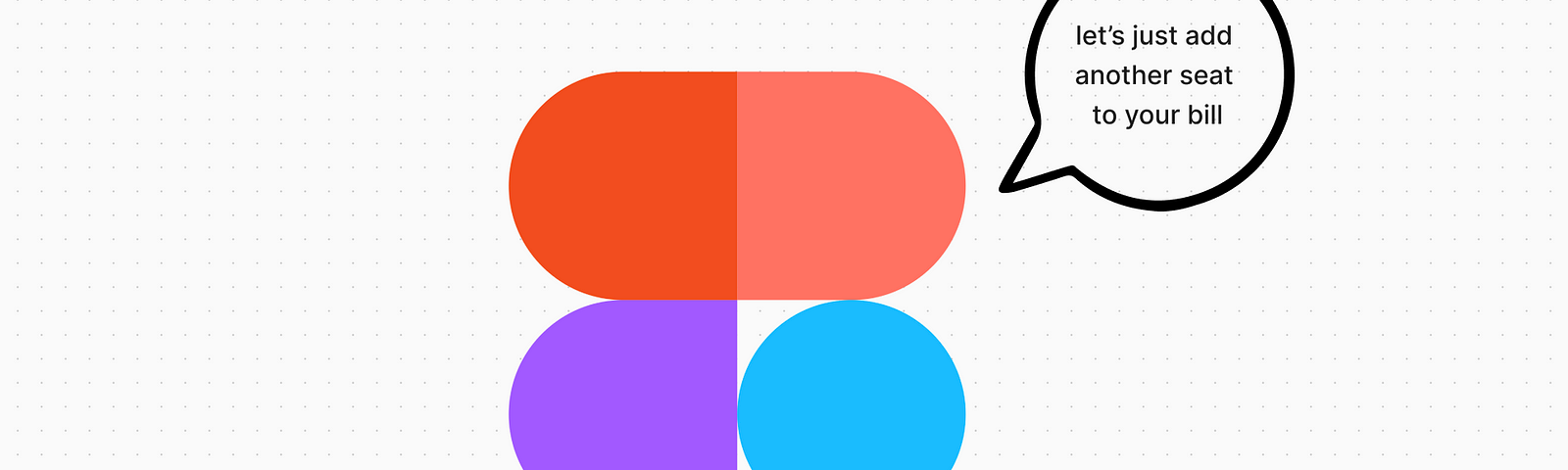 Figma logo with speech bubble: ‘let’s just add another seat to your bill’