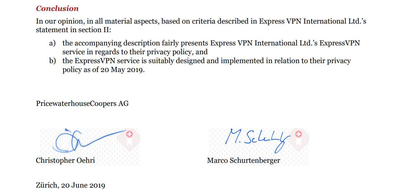 PricewaterhouseCoopers conducted a third-party audit of ExpressVPN's no-logs policy and found that the company upholds its zero logs promise.