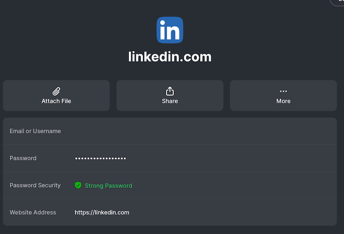 NordPass lets you attach files within each password, and it shows you the strength of your current password too.