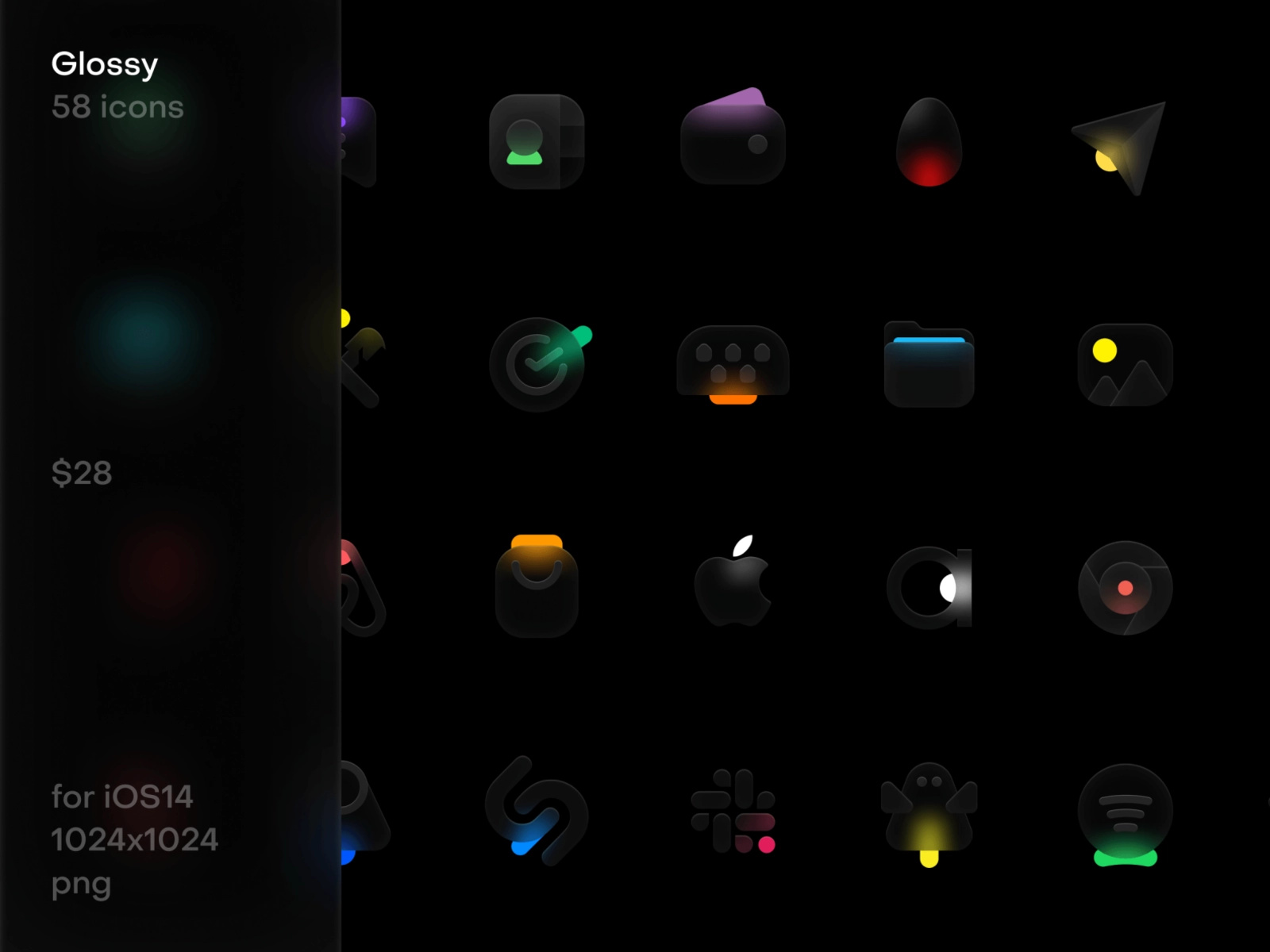 glossy ios icons