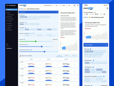 TrainerDay - Coach Jack Plan Builder animation app builder calendar chart coach creator figma prototyping mobile plan builder prototyping sport ui ux web app