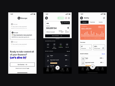 Sincope- Financial & Digital Wallet App analysis page app app design branding design fintech graphic design home page illustration layout logo mobile design mobile ui morden product design ui uiux