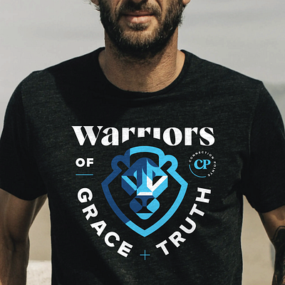 Warriors of Grace + Truth bible geometric god illustration jesus lion logo seal shield shirt