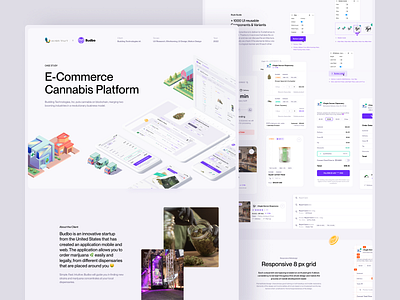 Budbo Case Study cannabis case study cbd components dispensary e commerce hemp landing marijuana mobile mops coffeeshop shop startup store style guide ui ux variants weed wireframe