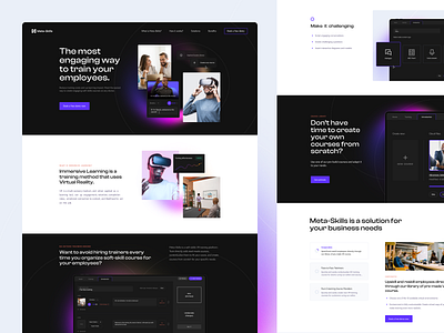 Meta-Skills - website design ai app artificial intelligence calculator contact form course custom course dark mode footer future gradient headset hero section library mockup services texture vr web app widget