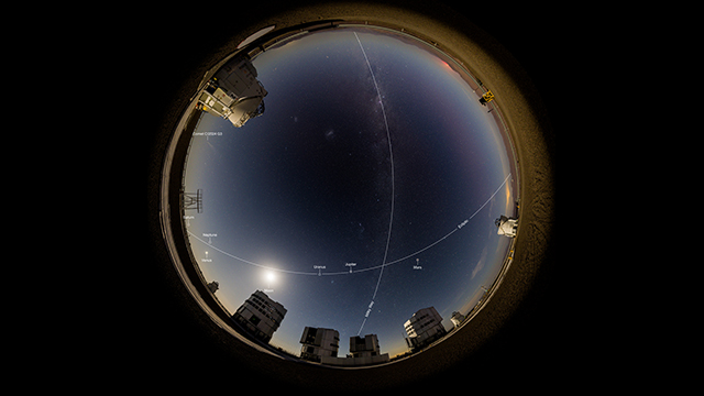 A planetary party portrait above Paranal