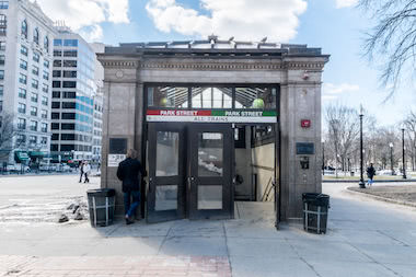 Entrance to Green and Red Lines outside Park Street