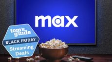 HBO Max screen with popcorn and a TG badge