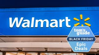 Closeup of Walmart logo shown on store