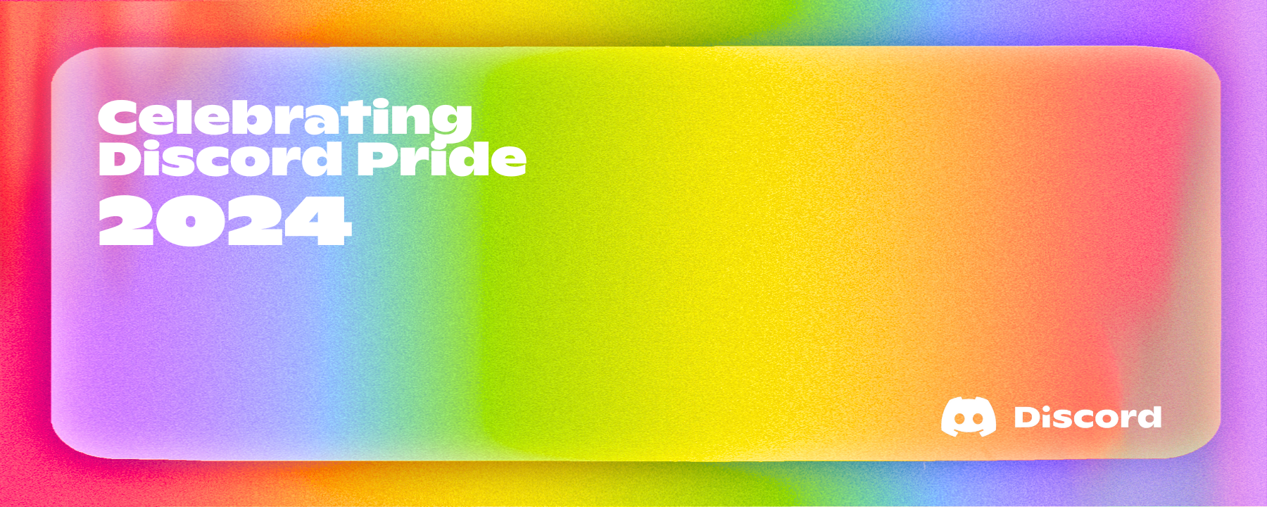 A rainbow gradient in front of text that reads: "Celebrating Discord Pride 2024."