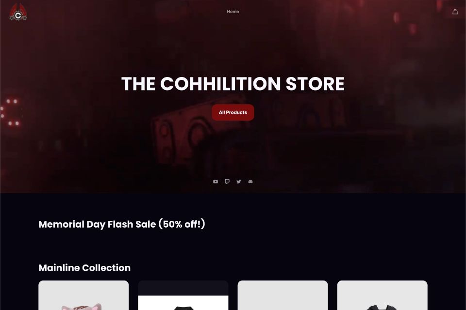 A screenshot of Cohh Carnage's ecommerce shop