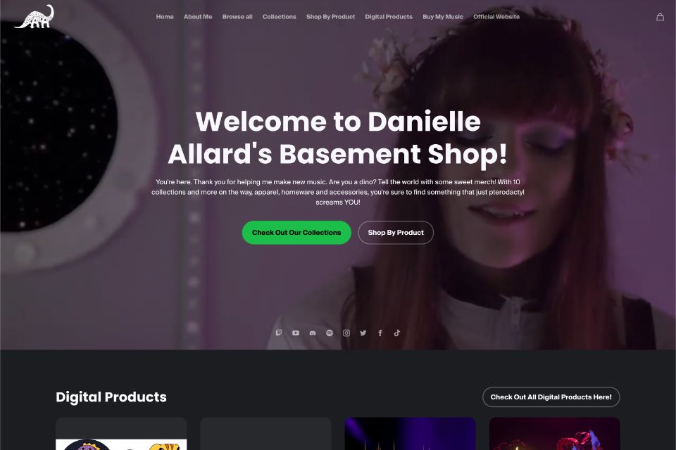 A screenshot of Danielle Allard's ecommerce shop