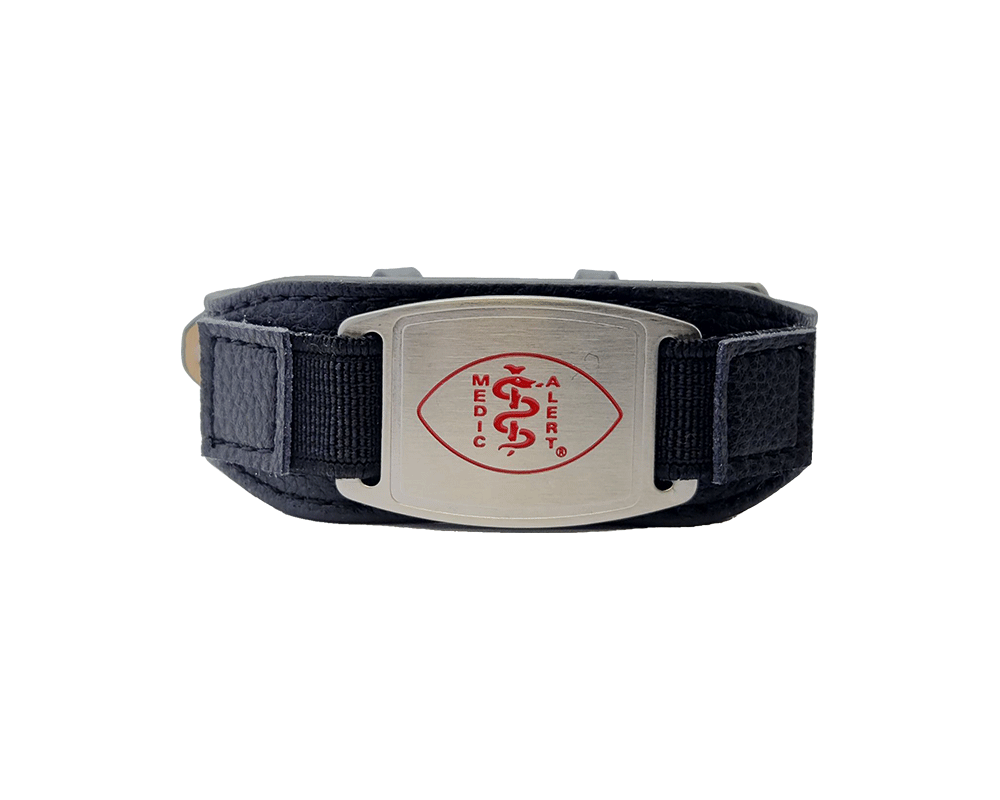 Stainless Steel Emblem with Leather Strap