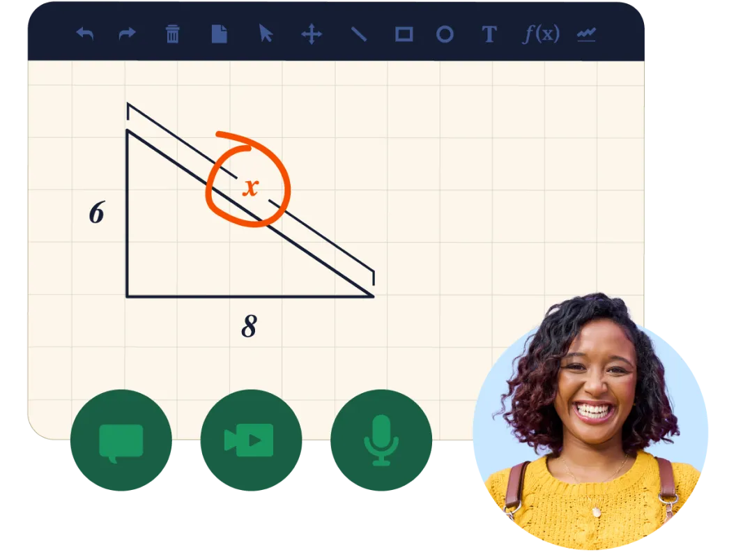 Pear Deck Tutor sample tutor slide chart, woman smiling.