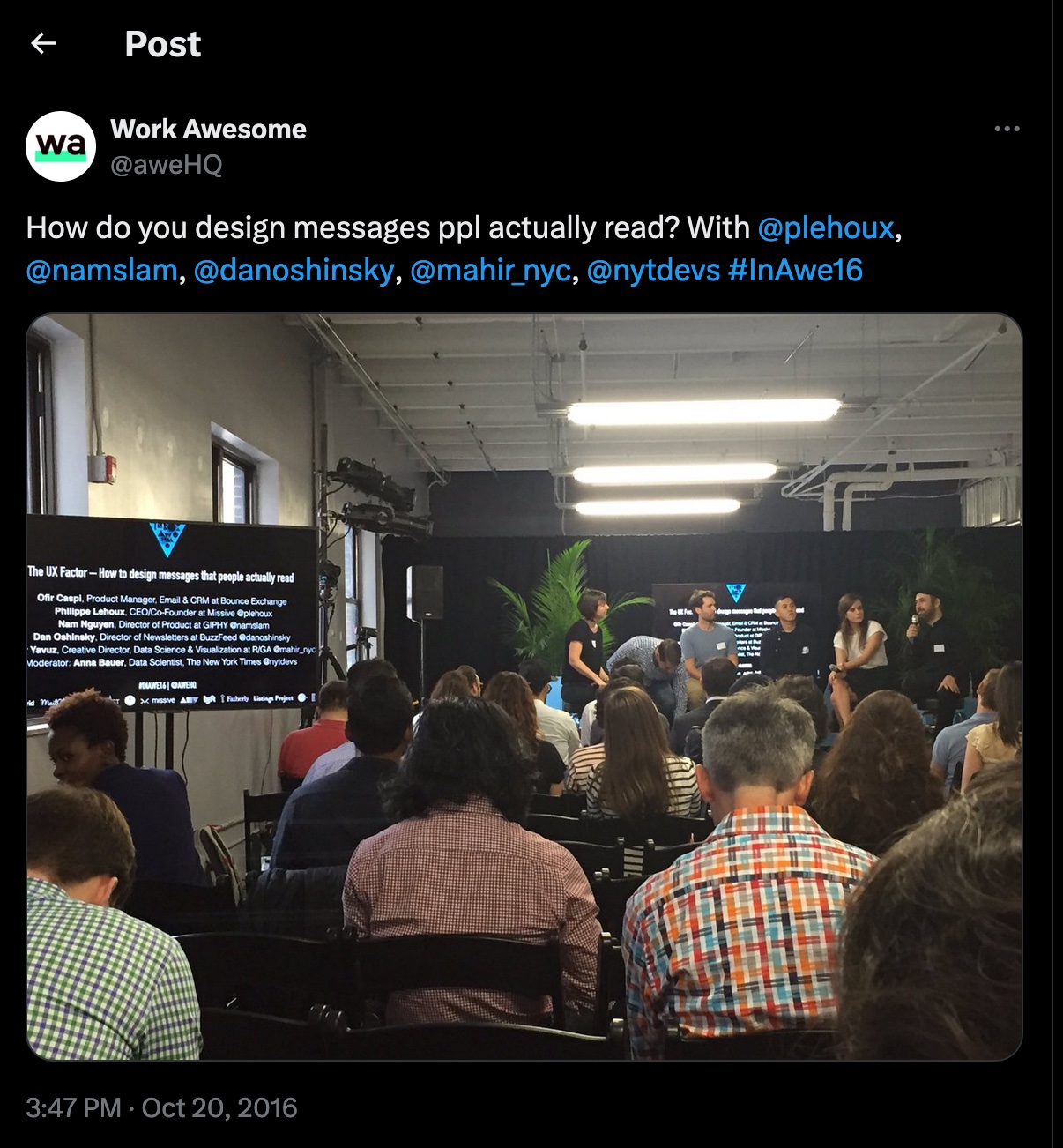 Philippe Lehoux speaking on a panel at the Inbox Awesome conference in NYC