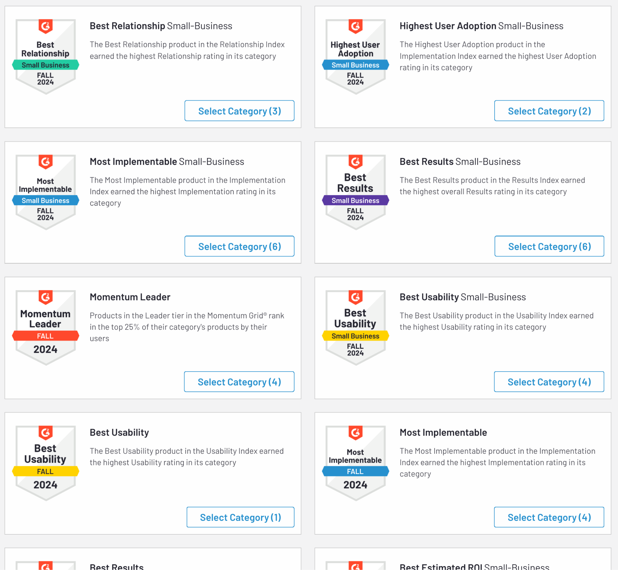 Collection of G2 and other review site badges earned by Missive