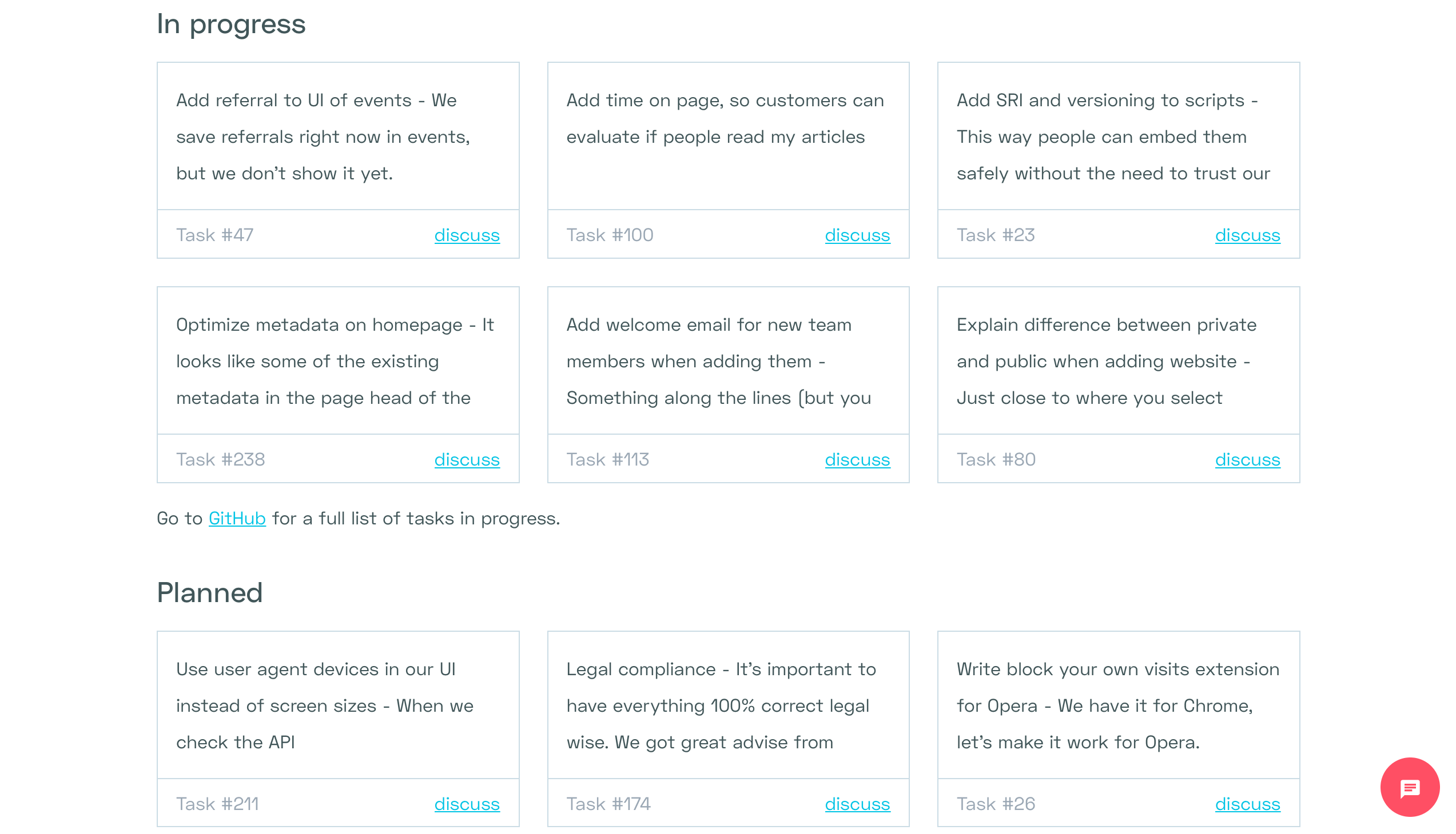 Simple Analytics Roadmap