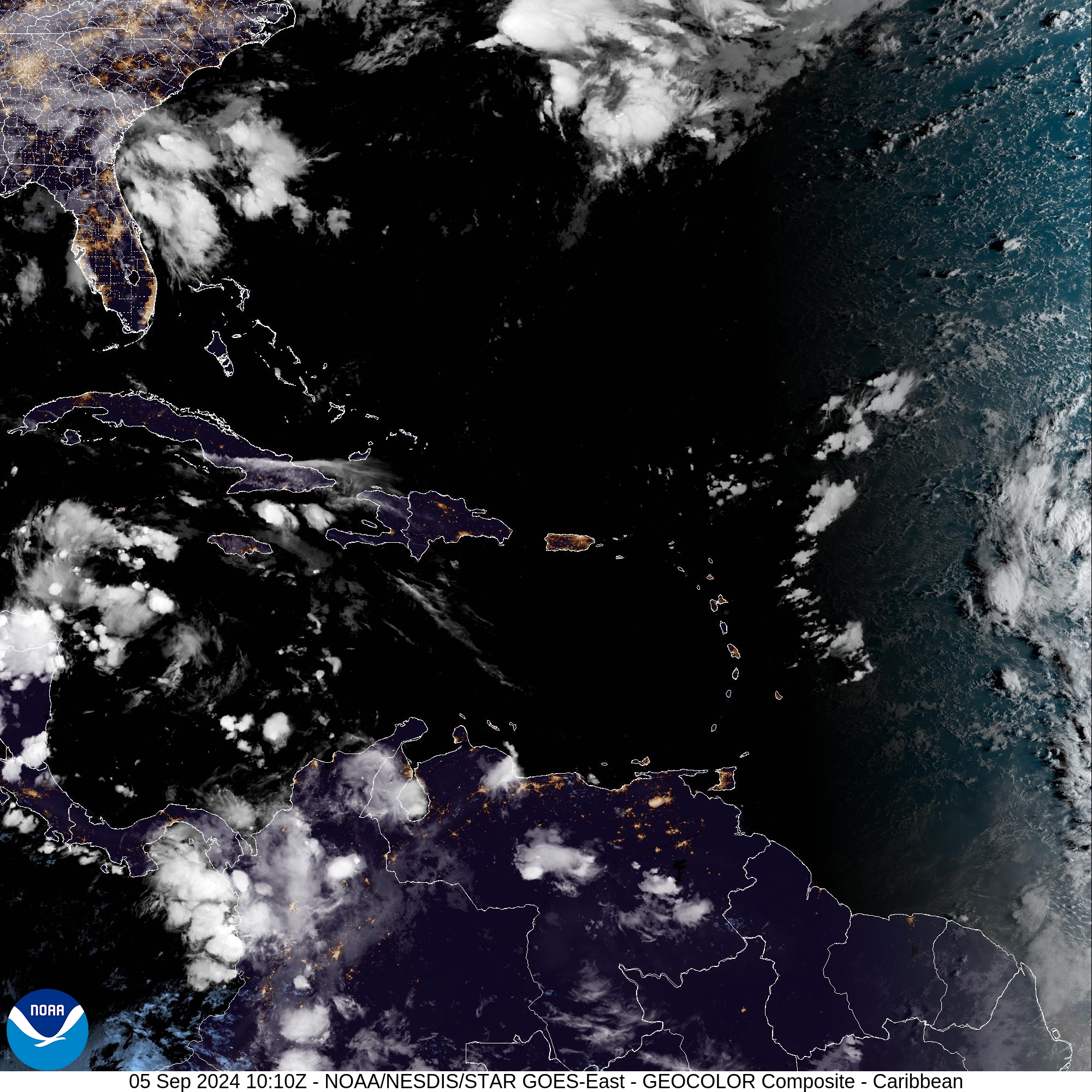 Latest GOES-East Satellite image of the region