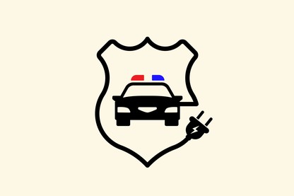 An illustration of a police badge with a plug