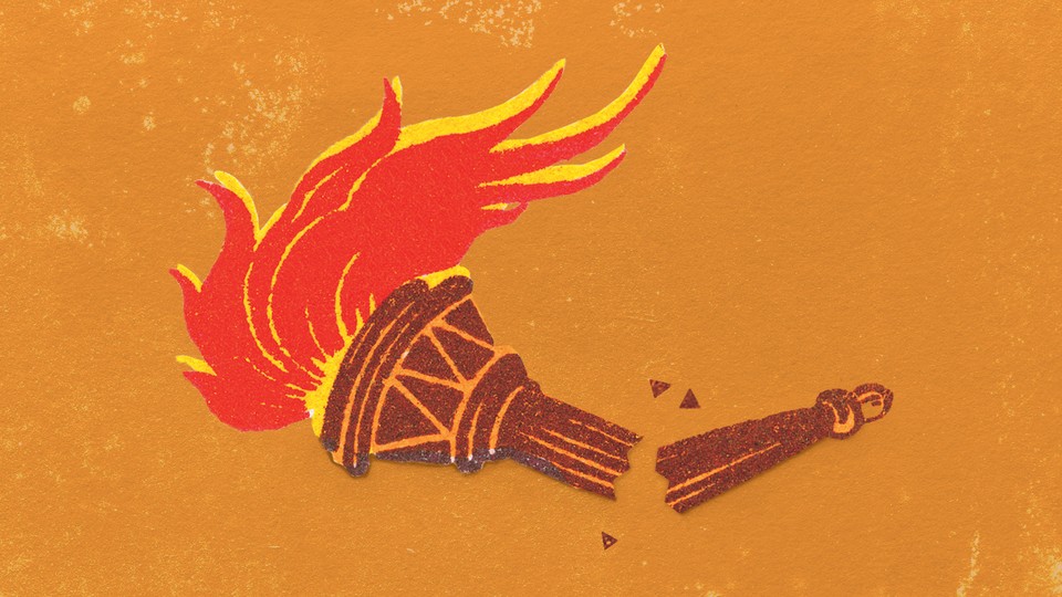 Illustration of a broken Olympic torch