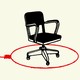 An office chair with a lasso looped around the bottom