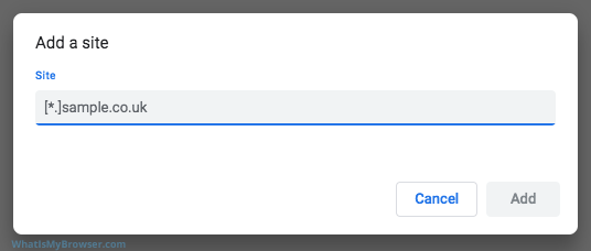 Agregar un dominio o subdominio como excepción