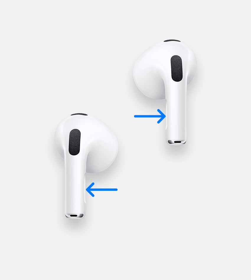 أسهم تشير إلى السيقان على AirPods Pro