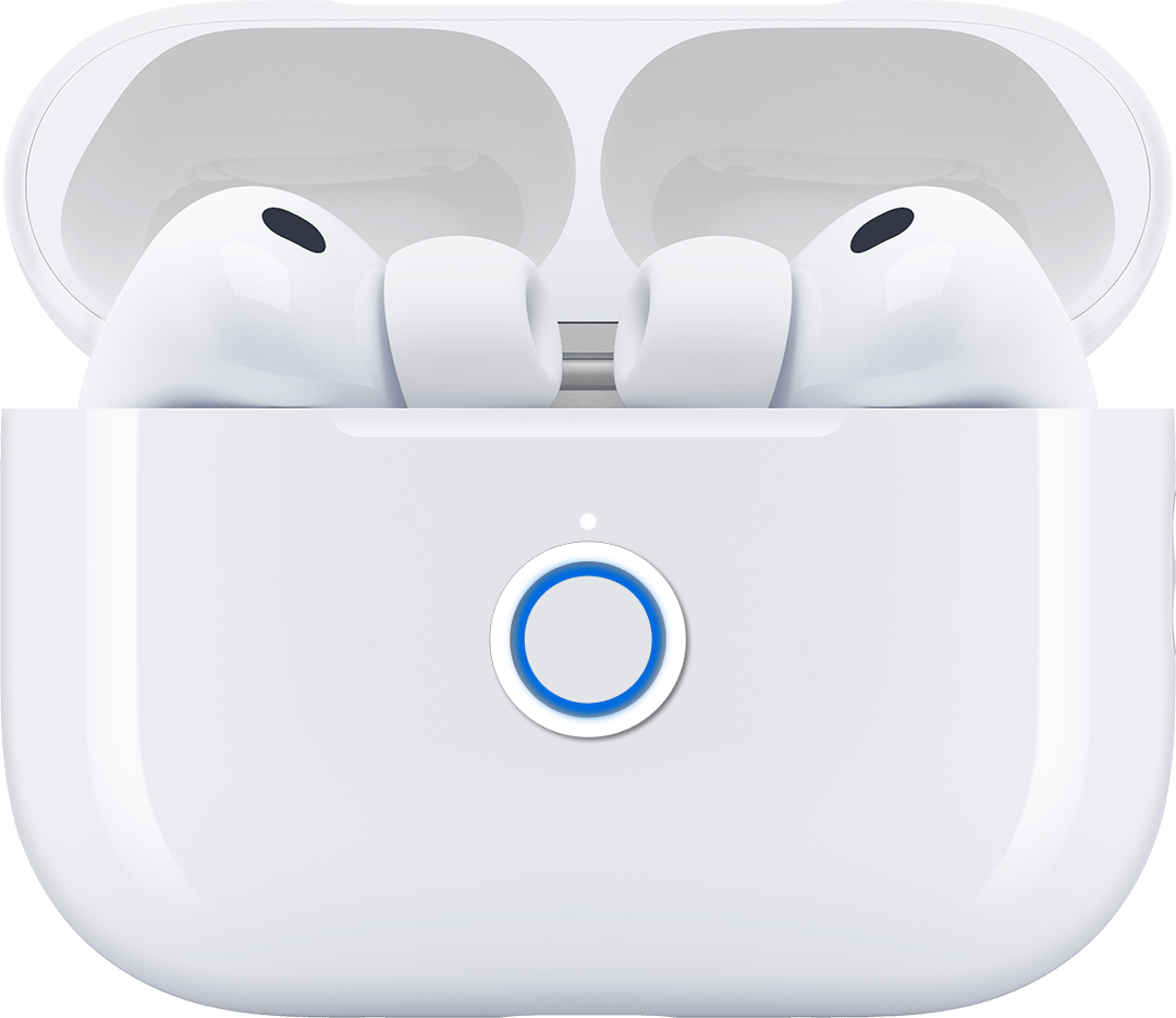 AirPods Pro 3 im Case mit geöffnetem Deckel.