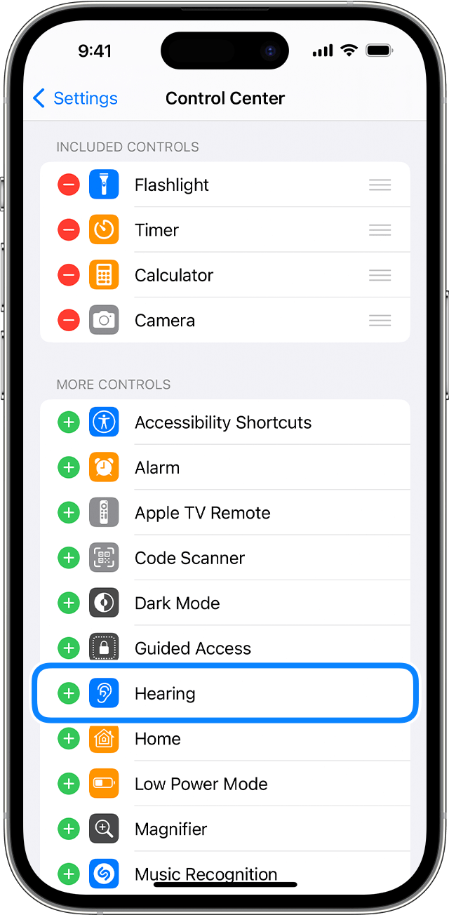 iOS Control Center Settings