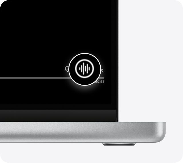 A video is paused on a Mac. In the bottom right corner, the Audio button is highlighted.