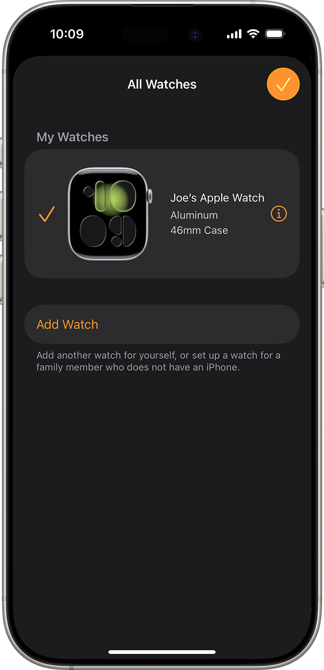 iPhone screen showing All Watches in the Apple Watch app