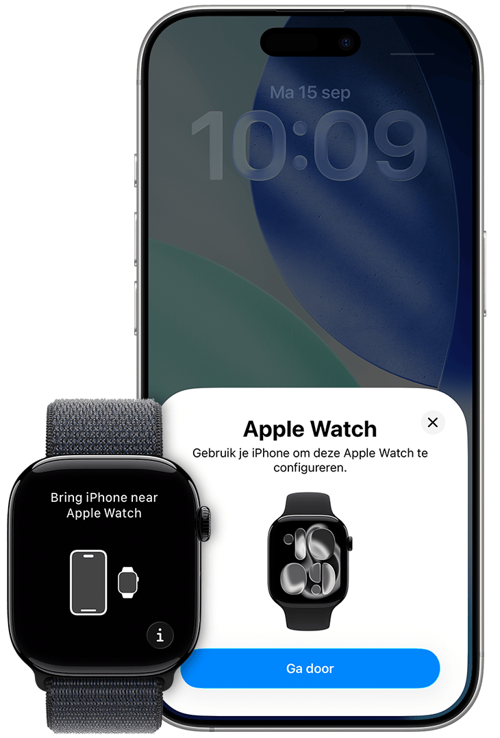Koppelingsschermen van de Apple Watch en iPhone