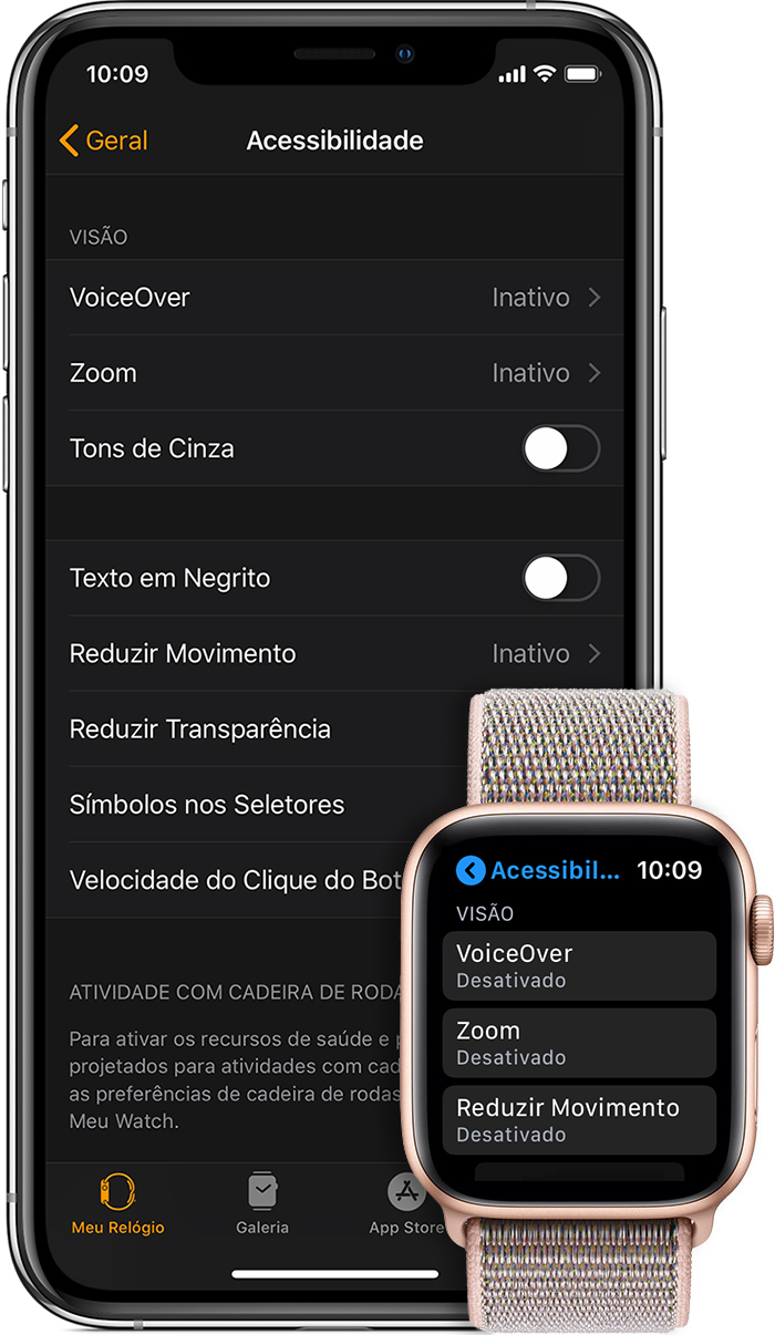 Ajustes de acessibilidade no iPhone e Apple Watch