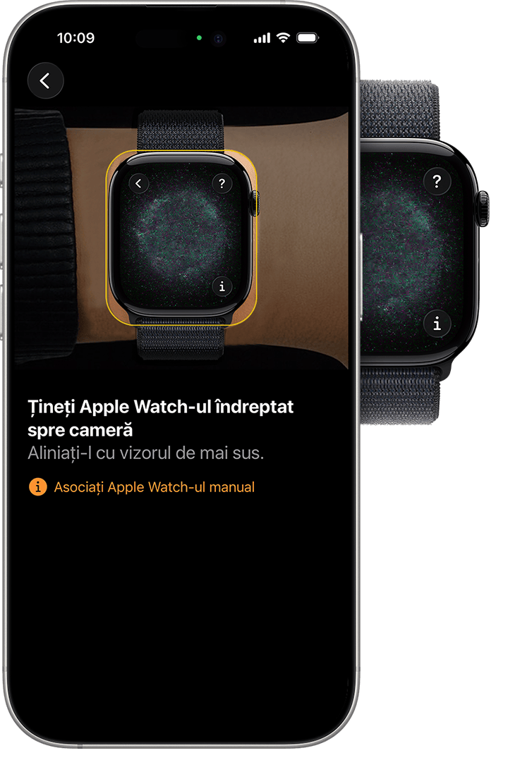 iPhone aliniat cu Apple Watch în timpul asocierii