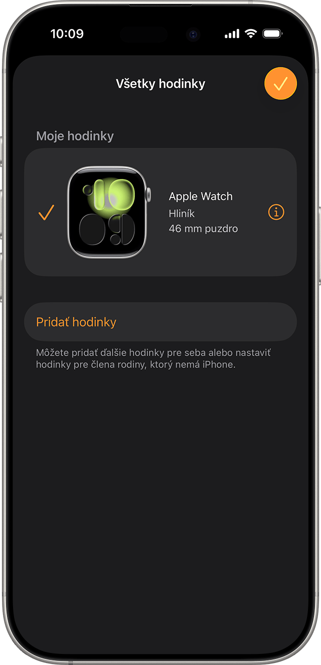 Obrazovka iPhonu zobrazujúca položku Všetky hodinky v apke Apple Watch