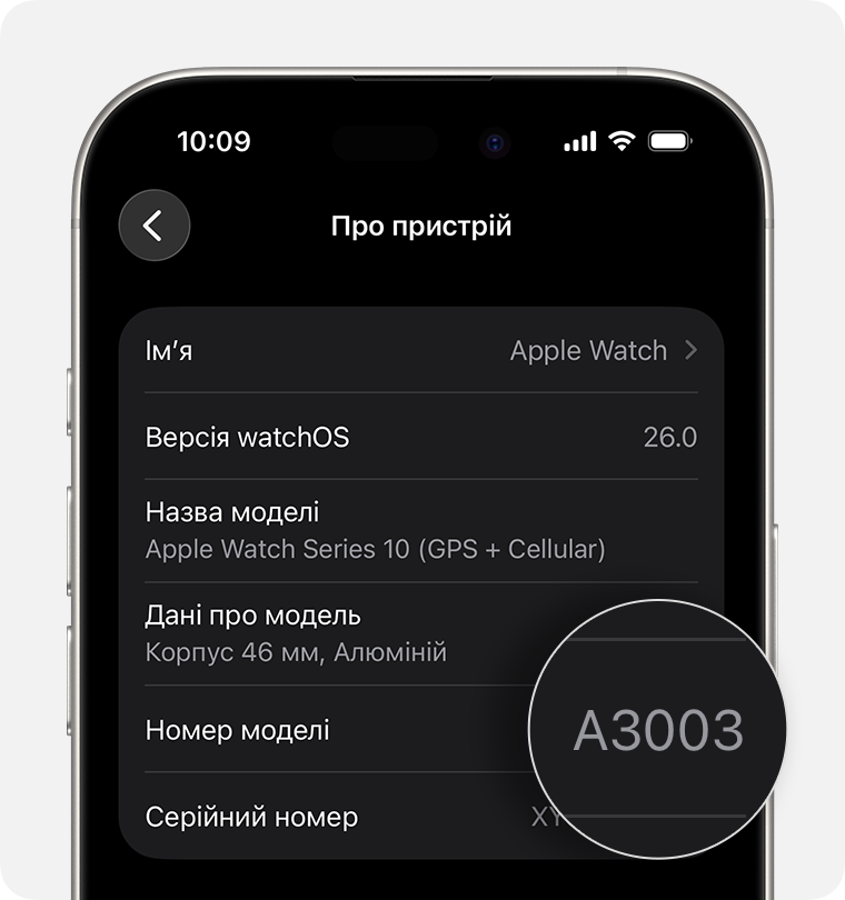 На екрані iPhone відображаються загальні параметри для Apple Watch