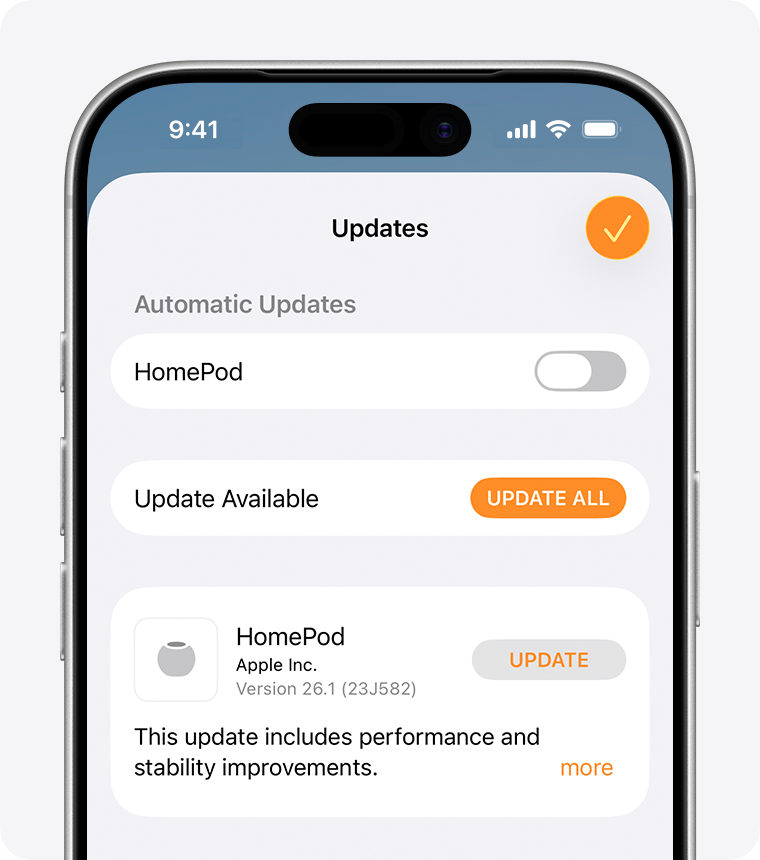 Update Available appears below Automatic Updates on the Updates screen in the Home app.