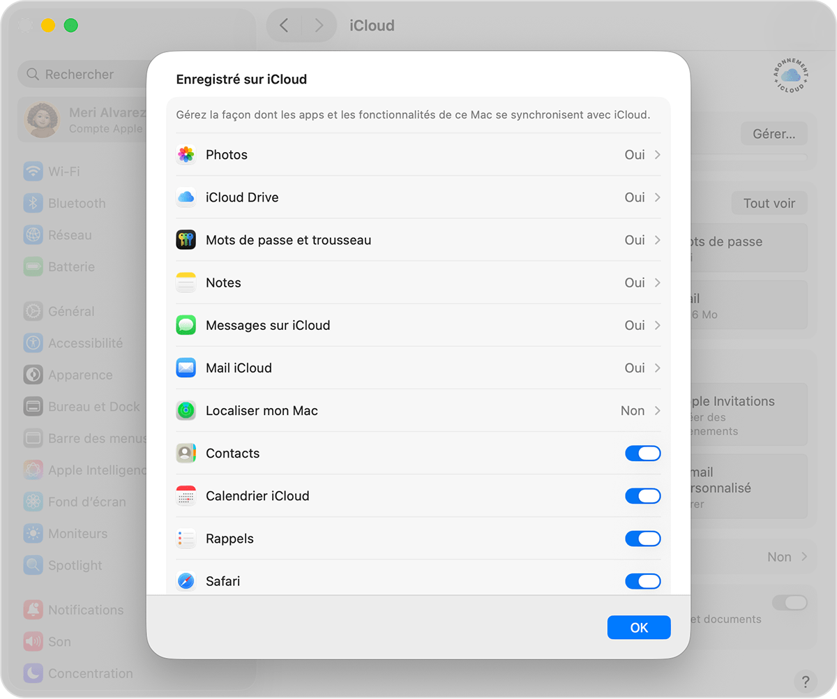 Écran macOS affichant l’option Localiser dans la liste des apps.