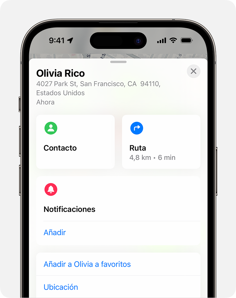 Localizar a un amigo en Buscar en el iPhone