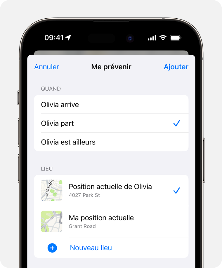 Créer une notification selon la position pour un ami sur iPhone