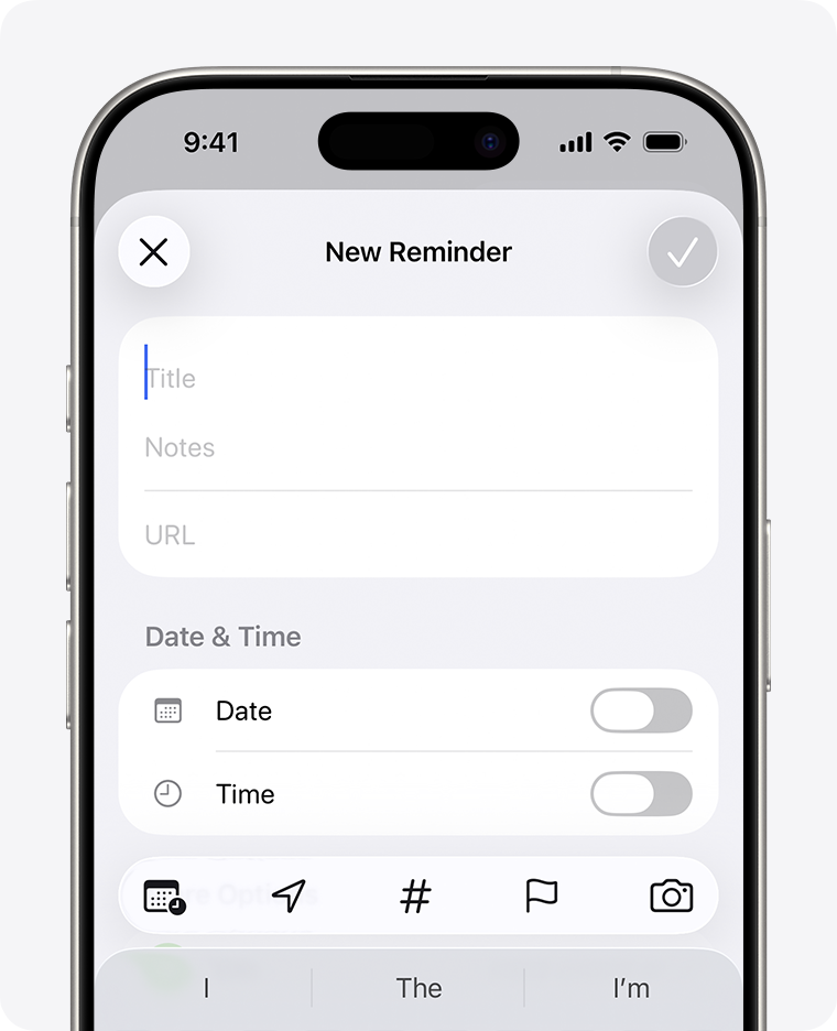 In iOS 26, open Reminders then tap + New Reminder to quickly create a new reminder.