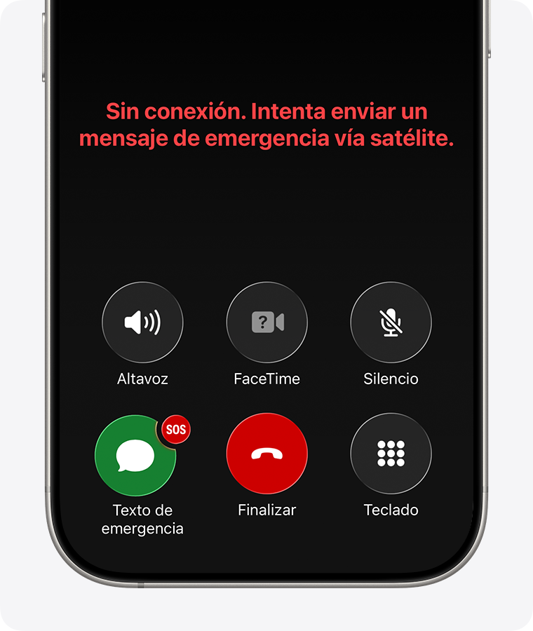 Cuando no tienes cobertura de datos celulares ni de Wi-Fi, puedes enviar mensajes de texto a los servicios de emergencia vía satélite.