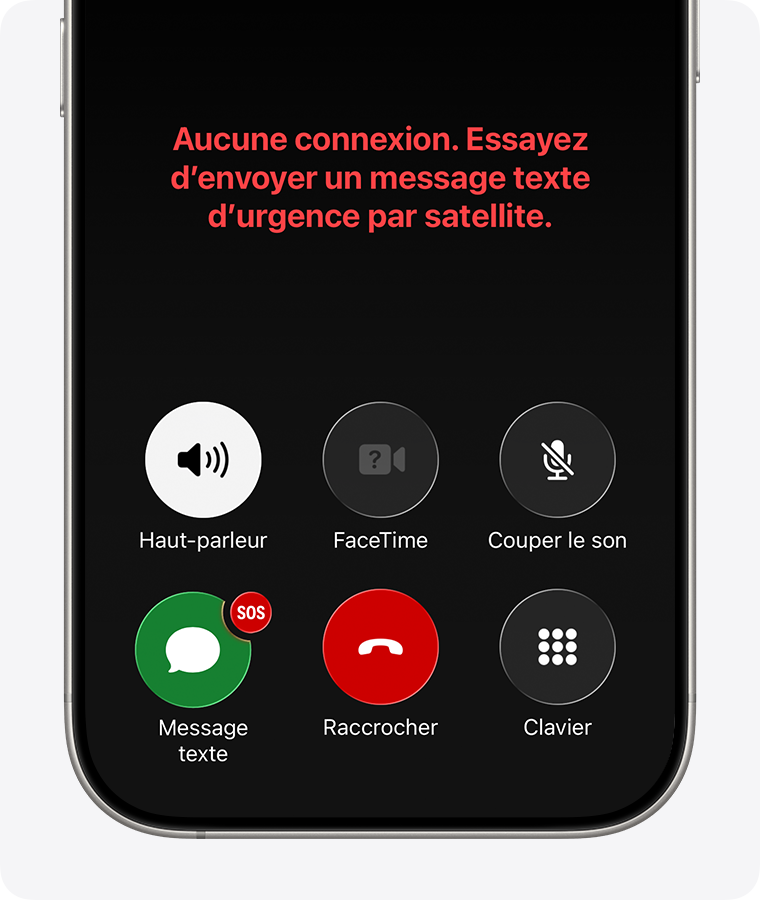 Si vous êtes en dehors de la couverture cellulaire et Wi-Fi, vous pouvez envoyer des messages texte aux services d’urgence par satellite.