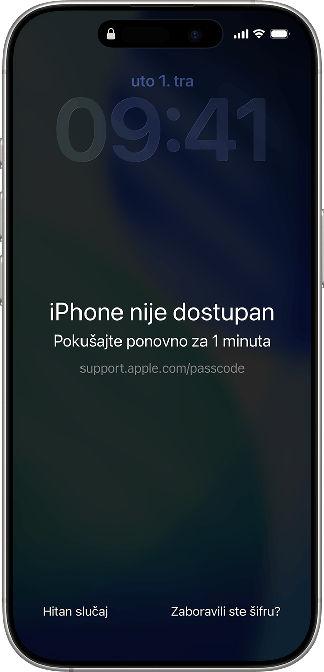 Zaslon iPhone nije dostupan u sustavu iOS 17 i novijem s opcijom Zaboravili ste šifru? .