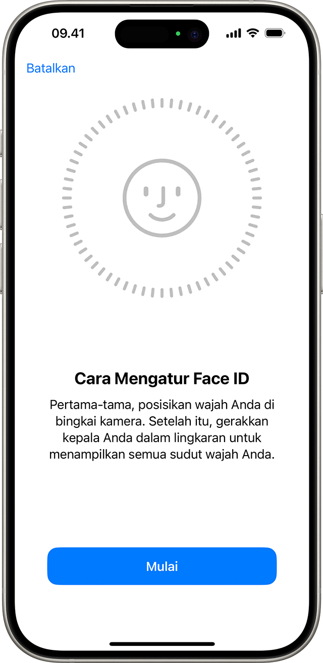 Awal proses pengaturan Face ID
