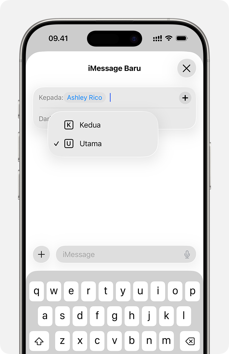 eSIM Ganda memilih saluran untuk mengirim pesan SMS, MMS, RCS, atau iMessage