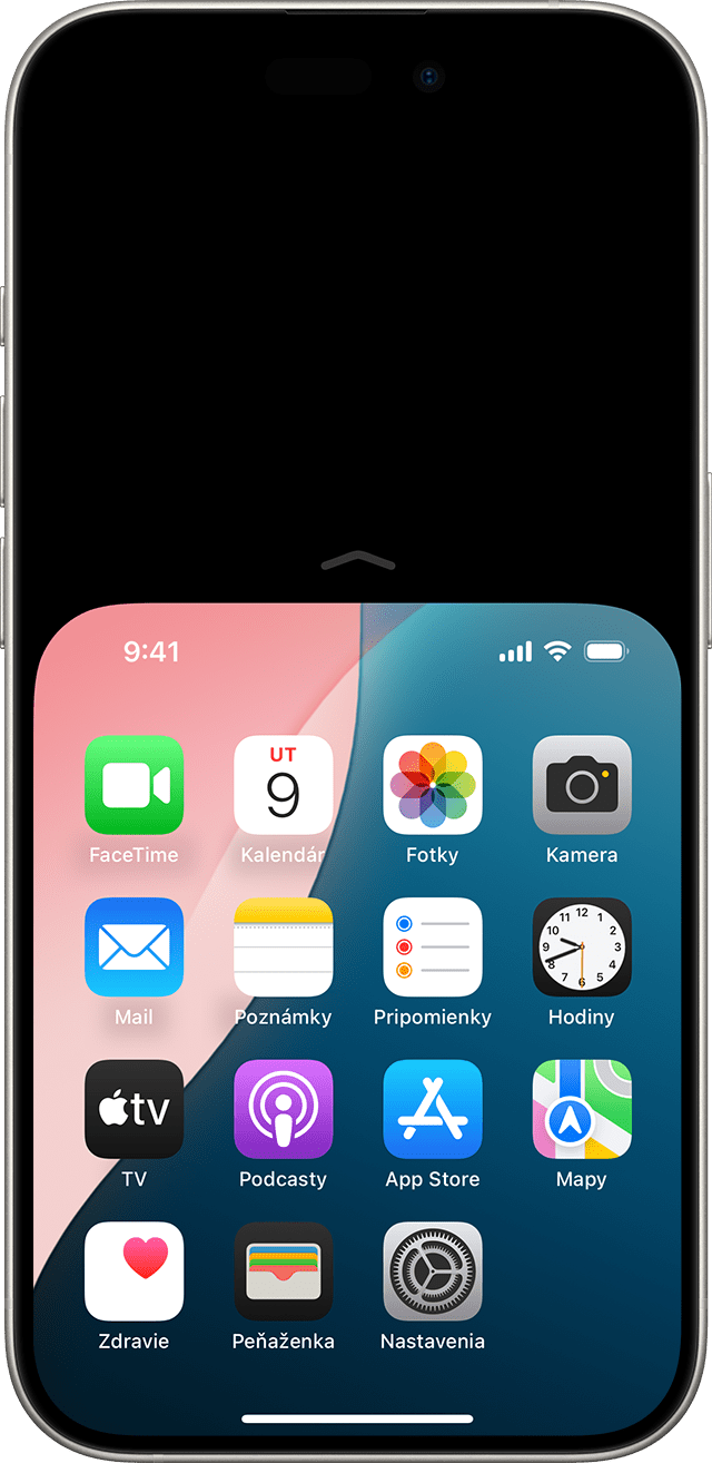 Obrazovka zobrazujúca použitie funkcie Dosah na iPhone