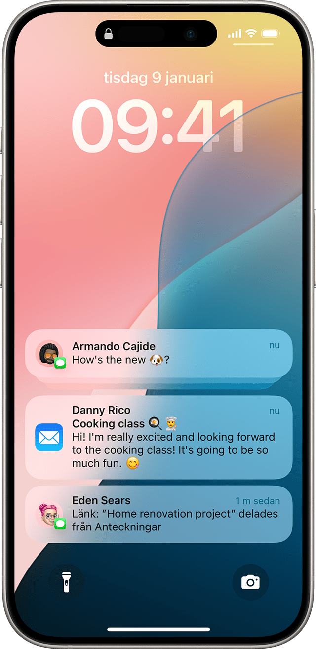 en skärm som visar notiser på iPhone