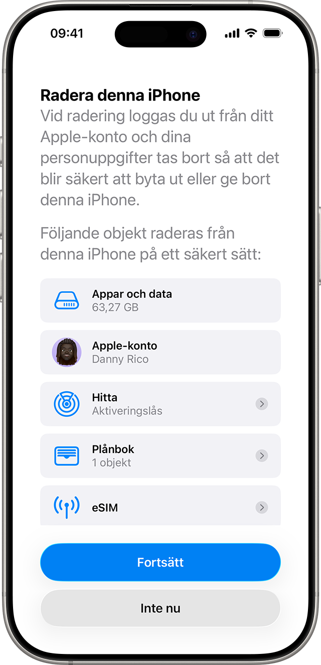 Radera den här iPhone-skärmen med en lista över objekt som tas bort på ett säkert sätt från iPhone-enheten.